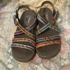 Skechers Women's Reggae-Sew Me-Boho Woven Strappy Slingback Sandal